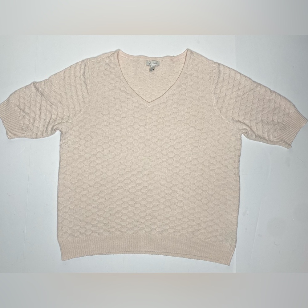 Ella Moss Light Pink Short Sleeve Lightweight Sweater Tee Shirt Sz XL EUC